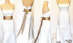 rochie de mireasa MONIQUE LHUILLIER, 100% matase, model ales de designerii lui Britney Spears pentru nunta ei,pret original $5400 moniquelhuillier.com foto