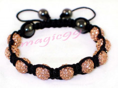 Bratara handmade Shamballa aurie cu cristale Swarovski si hematit, cutie cadou, Shambala, Sambala, Samballa, Chambala, Chamballa bracelet foto