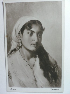 33 - AMAN - TIGANCA - REPRODUCERE DE ARTA - SEPIA - COLECTIA SFETEA - PERIOADA INTERBELICA foto