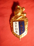 Insigna mare SFOR -Jandarmeria Franceza ,L= 6,1 cm