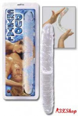 Double clear dildo - dildo dublu foto