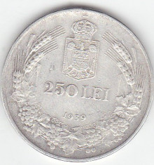 Romania moneda Argint 250 lei 1939 foto