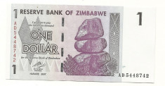 ZIMBABWE BANCNOTA 1 DOLAR NECIRCULATA II foto