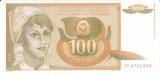 Bancnota Iugoslavia 100 Dinari 1990 - P105 UNC (valoare catalog $7)