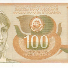 Bancnota Iugoslavia 100 Dinari 1990 - P105 UNC (valoare catalog $7)