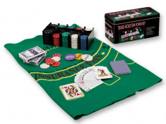 Kit Complet POKER 200 Jetoane Inscriptionate TExas Holdem + 2 pachete carti + patura joc OFERTA!! foto