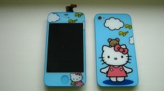 TouchScreen Digitizer LCD Display Rama Geam + Capac Carcasa Spate + Buton Apple iPhone 4 Hello Kitty TRANSPORT GRATUIT foto