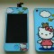TouchScreen Digitizer LCD Display Rama Geam + Capac Carcasa Spate + Buton Apple iPhone 4S Hello Kitty TRANSPORT GRATUIT