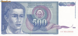 Bancnota Iugoslavia 500 Dinari 1990 - P106 UNC (valoare catalog $7)