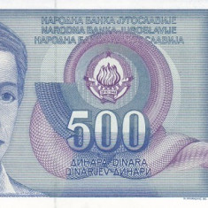 Bancnota Iugoslavia 500 Dinari 1990 - P106 UNC (valoare catalog $7)