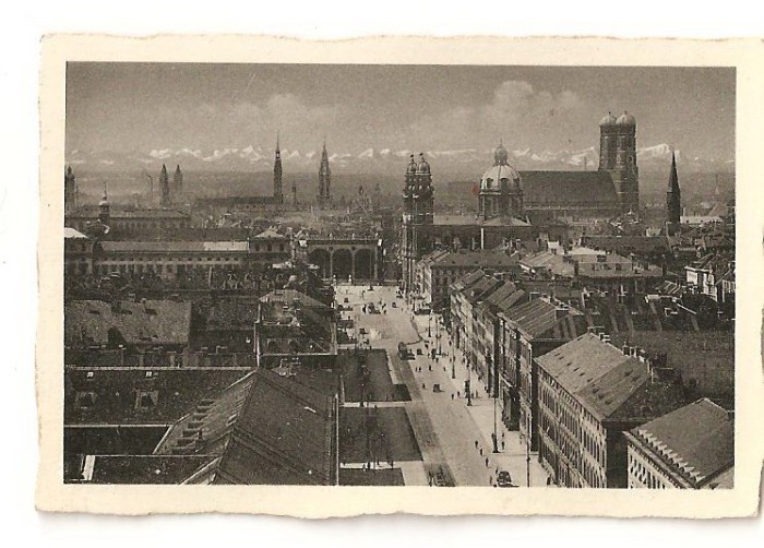 CPI (B1795) MUNCHEN, GERMANIA, BLICK V. D. LUDWIGSKIRCHE AUF STADT U. GEBIRGE, NECIRCULATA, DIMENSIUNI:7x9cm, (6)