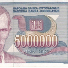 Bancnota Iugoslavia 5.000.000 Dinari 1993 - P121 UNC