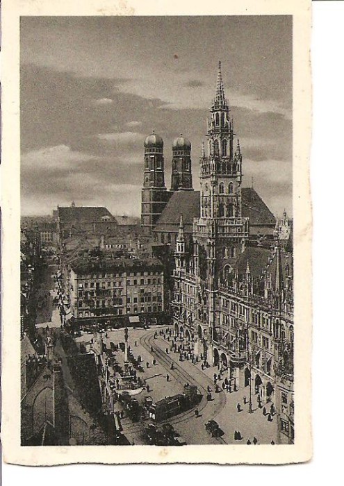 CPI (B1802) MUNCHEN, GERMANIA, RATHAUS MIT FRAUENKIRCHE, NECIRCULATA, DIMENSIUNI:7x9cm, (13)
