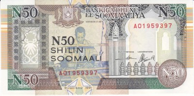 Bancnota Somalia 50 N Shillings 1991 - PR2 UNC foto