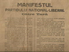 Manifestul Partidului National Liberal catre tara - anii 1920 foto