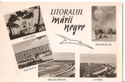 CPI (B1884) LITORALUL MARII NEGRE, MOZAIC, EDITURA MERIDIANE, CIRCULATA 27.6.61, STAMPILE, RPR foto