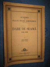Darea de seama 1938- Academia de Inalte studii agronomice Cluj- 1918- 1938 foto