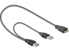 Cablu USB 3.0 -A tata / USB 3.0- micro B tata + USB 2.0-A tata-82909 foto