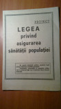 Legea privind asigurarea sanatatii populatiei din 25 aprilie 1978
