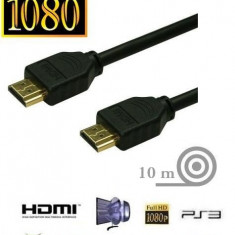 Cablu HDMI - HDMI 10 METRI pentru FULL HD cu HIGH SPEED si ETHERNET mufe AURITE