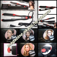 SET PROFESIONAL 4 in 1 PLACA + ONDULATOR de PAR PROFESSIONAL HAIR IRON SURKER COAFAT INDREPTAT CREPONAT INCRETIT ONDULAT PARUL PLACI PROFESIONALE foto