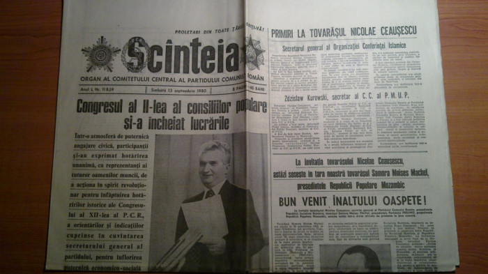 ziarul scanteia 13 septembrie 1980-congresul al 2-lea al consiliilor populare