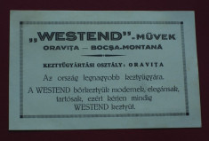 veche reclama tiparita perioada interbelica - Oravita - Bocsa Montana !!! foto