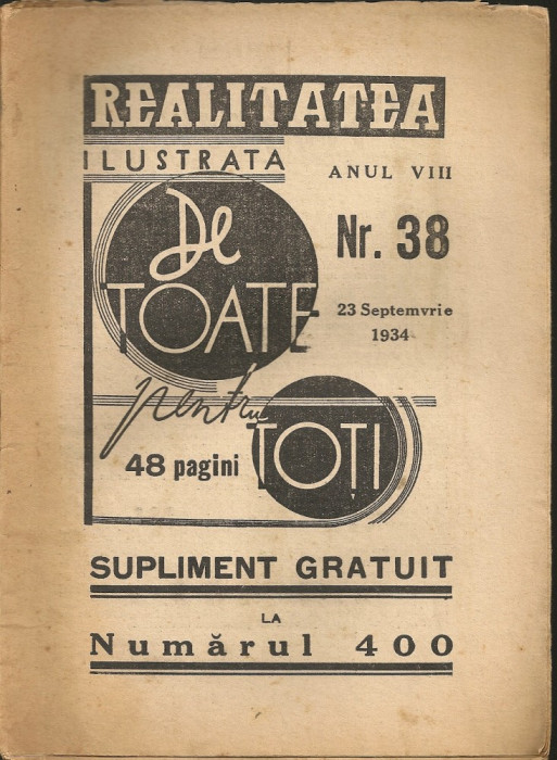 Realitatea ilustrata ( De toate pentru toti - supliment ) - 23 septemvrie 1934