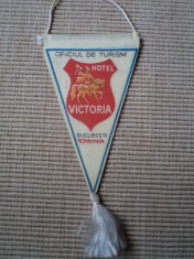 fanion hotel victoria oficiul de turism bucuresti stegulet mic reclama veche RSR romania anii &#039;70-&#039;80