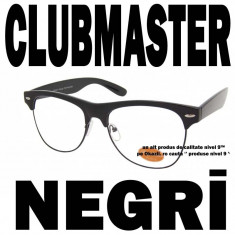 Clubmaster Rame Negre Nerd Geek cu Lentile Transparente Negri transparenti negri negru foto