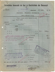 Societatea Generala de Gaz si Electricitate din Bucuresti - lot 5 facturi - ( 1926 - 1927 ) foto