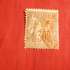 Timbru 30 C brun Alegorie tip I 1876 Franta ,stamp.rosie