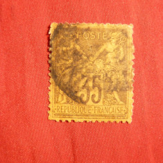 Timbru 35 C negru-violet pe galben Alegorie tip II Franta ,stamp.