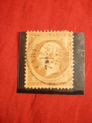 Timbru 10 C bistr.-brun 1862 Napoleon III , Franta ,stamp. dant. foto
