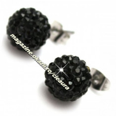 CERCEI NEGRI SHAMBALLA BILA CRISTALE NEGRE / JET + CUTIE ELEGANTA CADOU