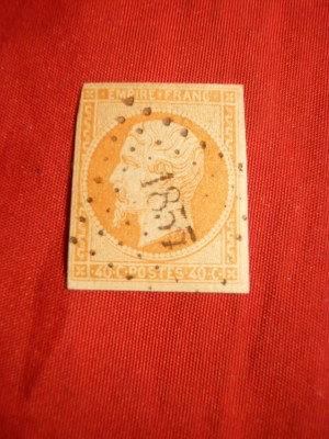 Timbru 40 C portocaliu 1853 Napoleon III, Franta ,stamp. nedant. foto