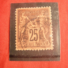 Timbru 25 C1881 negru pe rosu Alegorie tip II Franta ,stamp.