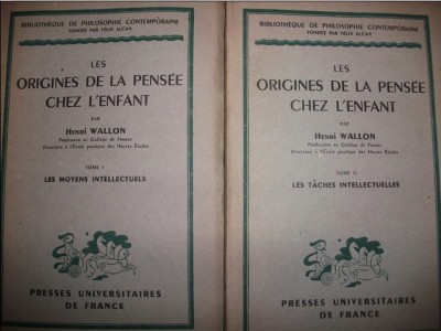 Henri Wallon LES ORIGINES DE LA PENSEE CHEZ L ENFANT 2 vol. PUF 1947 foto