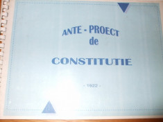 ANTE-PROIECT DE CONSTITUTIE -- intocmit de Partidul Taranesc - expunere de motive C. Stere --[ copie XEROX , editat 1922, 185 p.] foto