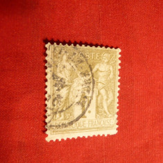 Timbru 1 Fr. oliv Alegorie Franta 1877 ,stamp , tip.II