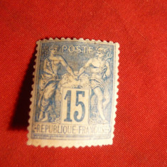 Timbru 15 C albastru Alegorie Franta 1877 nestamp.