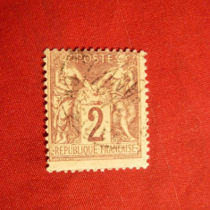 Timbru 2 C brun Alegorie Franta ,stamp , tip.II