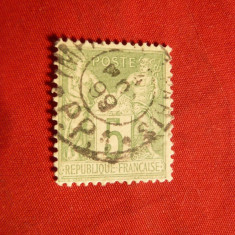 Timbru 5 C verde deschis Alegorie Franta 1898 ,stamp , tip.I