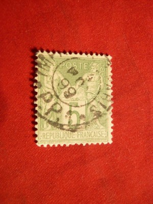 Timbru 5 C verde deschis Alegorie Franta 1898 ,stamp , tip.I foto