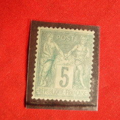 Timbru 5 C verde Alegorie Franta 1876 nestamp.tip II