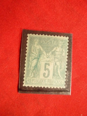 Timbru 5 C verde Alegorie Franta 1876 nestamp.tip II foto