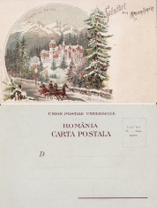 Salutari din Romania - Sinaia (Peles) - Litografie cca 1900- tema regala foto