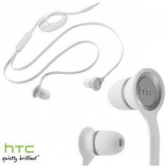 CASTI HTC ONE M8 (M8) ORIGINALE INTRAAURICULARE ALBE HANDSFREE CU REGLARE VOLUM RASPUNS INCHIS APELUL CU ELIMINARE ZGOMOT FUNDAL+DOPURI REZERVA foto