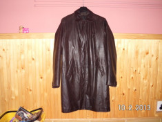 Palton lung din piele fina maro,barbatzi, Zara originala mar 52 M spre L stare impecabila 120 Ron foto