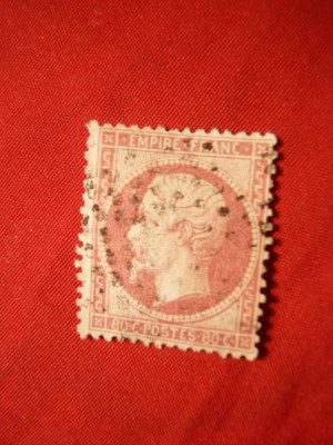 Timbru 80 C roz 1862 Franta , dant. stamp. foto